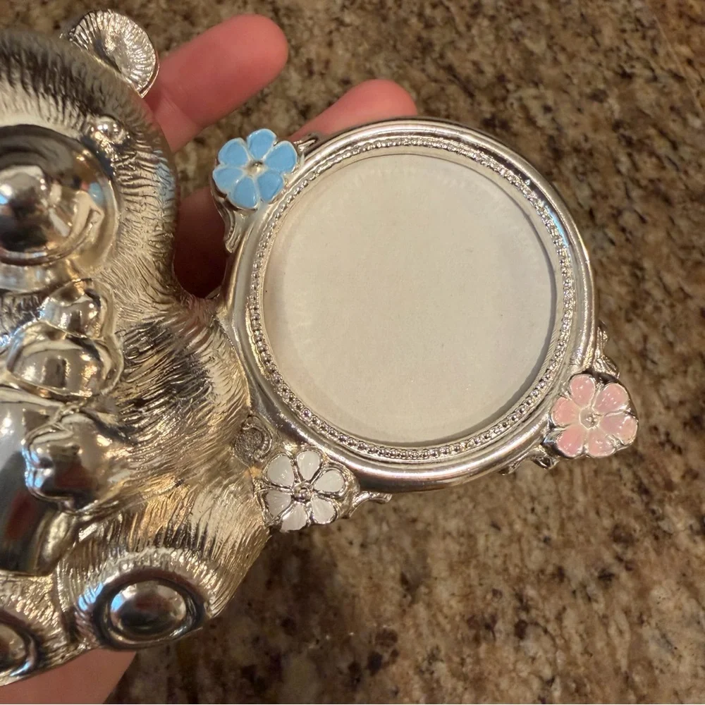 Vintage Oneida Silver Plate Teddy Bear Baby Bank Picture Frame Made in Japan